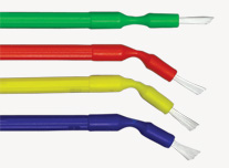 Benda Brush Mini - Assorted colors, White bristles, Fine point, Single End. Package of 144 brushes