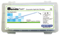 Benda Twin double ended bristle brush with snap-apart handle, Regular point, Blue, package of 200