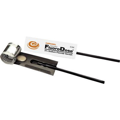 FluoroDose Cavity Varnish - Caramel, 120 x 0.3ml single doses. 5% Sodium Fluoride. Single-Use