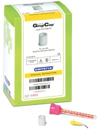 Gingicap Preformed Matrix Kit, Large. Kit contains: 40 GingiCaps, 40 mixing nozzles, and 40