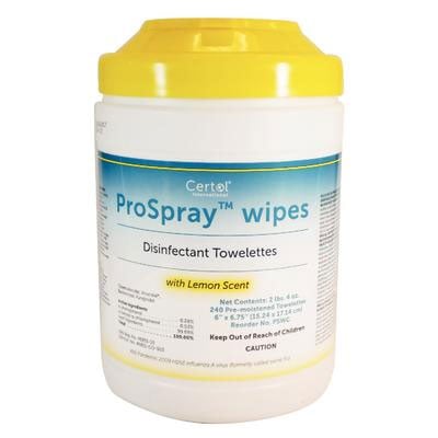 ProSpray Wipes 6" x 6.75" Can of 240 Wipes. Non-Staining Surfaces Disinfectant Wipes, Nonalcohol