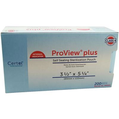 ProView plus 3.50" x 5.25" Triple Seal, Paper/Blue Film Sterilization Pouch, Steam/Chemical Vapor