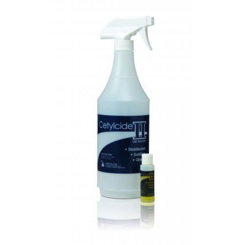 Cetylcide II Hard Surface Disinfectant - 1/2 oz concentrate with Quart Spray Bottle. 1/2 oz bottle
