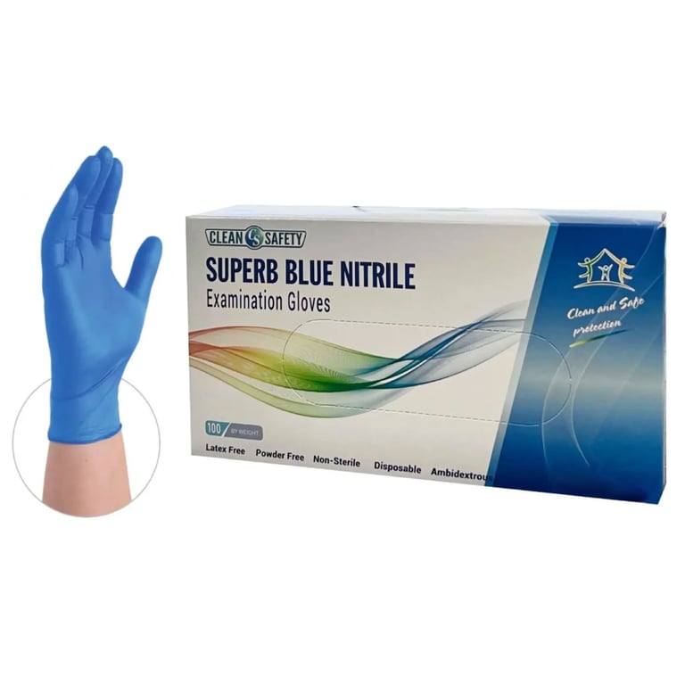 Superb Blue Powder-Free Nitrile Examination Gloves, X-Large, 100/Box. Provide a comfortable fit