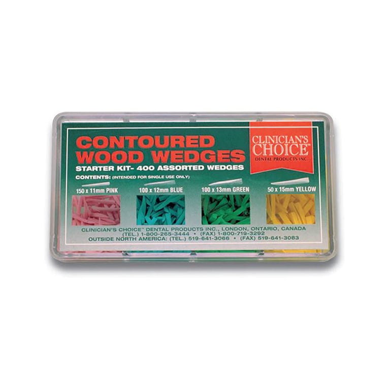 Clinician's Choice Contoured Wood Wedges, Assorted, Starter Kit, 400/Pk. Includes: 150 - 11mm