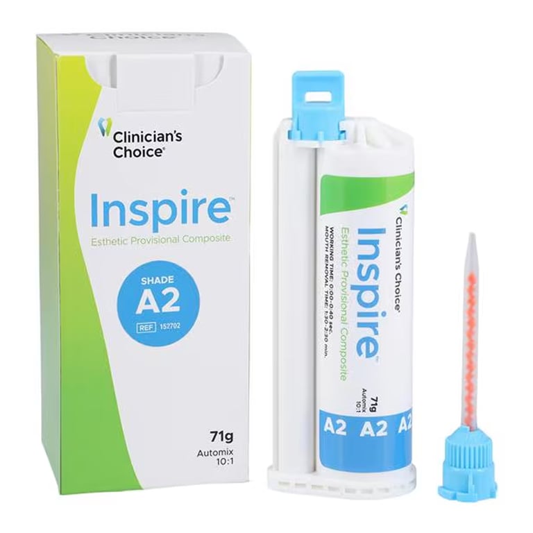 Inspire Esthetic Provisional Composite 10:1 Temporary Material, A2, 71g Cartridge & 12 Mixing
