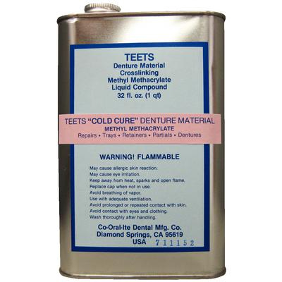 Teets Denture Liquid 32 oz/bottle. Cold Cure, liquid only. *HAZARDOUS MATERIALS