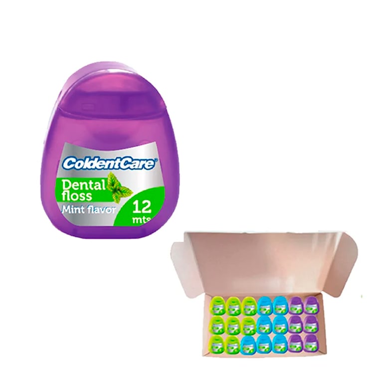 Coldentcare Dental Floss Pocket, Mint, 1218/Pk. Made from silk, the floss measures 12 meters