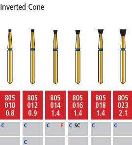 Alpen FG #805.016 Coarse Grit, Inverted Cone Diamond Bur. Package of 5 Burs