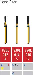 Alpen FG #830.016 Coarse Grit, Long Pear Shaped Diamond Bur. Package of 5 Burs