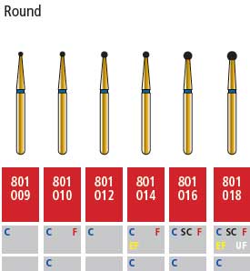 Alpen FG #801.016 Coarse Grit, Round Diamond Bur.