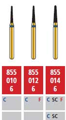 Alpen FG #855.025 Coarse Grit, Round End Taper Diamond Bur. Package of 5 Burs