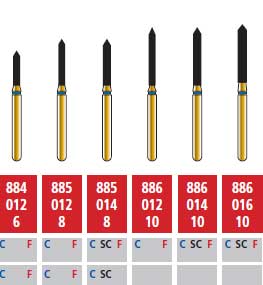 Alpen FG #886.014 Supercoarse Grit, Beveled Cylinder Diamond Bur. Package of 5 Burs
