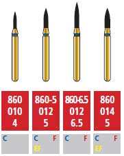 Alpen FG #860.014 Coarse Grit, Flame Shaped Diamond Bur. Package of 5 Burs