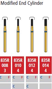Alpen FG #835R.010 SS (Short Shank) Coarse Grit Short Shank, Modified Shoulder Cylinder Diamond