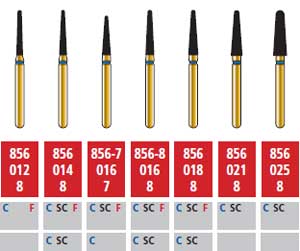 Alpen FG #856.018 Coarse Grit, Round End Taper Diamond Bur. Package of 5 Burs