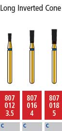 Alpen FG #807.016 Coarse Grit, Long Inverted Cone Diamond Bur. Package of 5 Burs