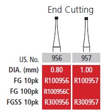 Alpen FG #956 End Cutting Carbide Bur, Package of 10