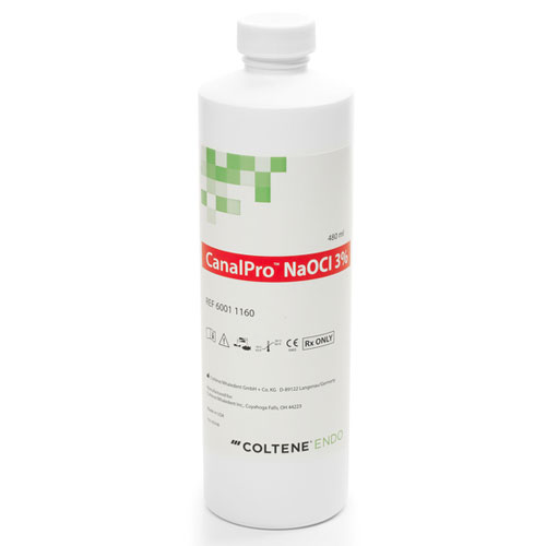 CanalPro NaOCl Sodium Hypochlorite - 3%, 16 oz (480 ml) Bottle. Root Canal Irrigation