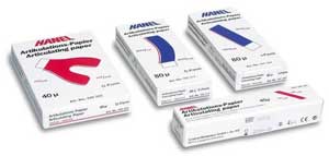Hanel I-Shaped Articulating Paper Strips, 40 micron, Blue, 22 mm x 110 mm strips, Box of 120 strips