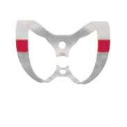 Hygenic Fiesta Color Coded Clamps. #W9 (red) wingless metal dam clamp. Anterior teeth. Single clamp