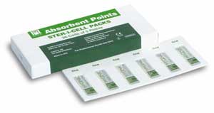 Hygenic Medium Absorbent Paper Points, White. Package of 180 points (cell pack)