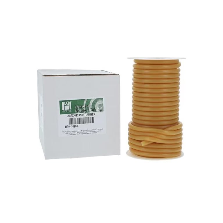 Hygenic Natural Rubber Tubing #676, Amber, 3/16 B x 3/32 W, 50 Ft, Single Tubing. Burner accessory