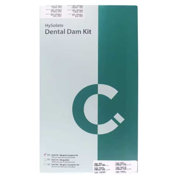 HySolate Fiesta Dental Dam Starter Kit with Winged Clamps, Kit Contains: 6" x 6" dam green medium