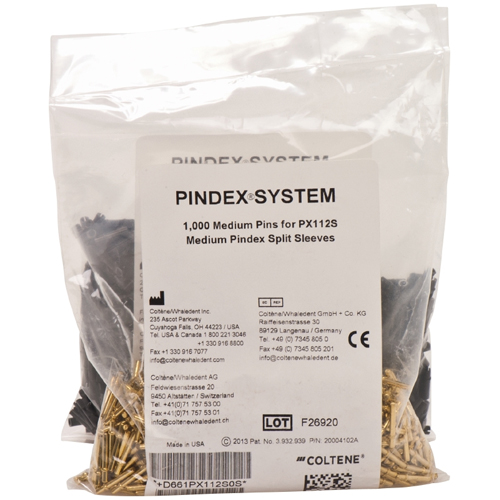 Pindex Medium (16 mm) Pins with Synthetic Core and Split Plastic Sleeves, Bulk Pack of 1000