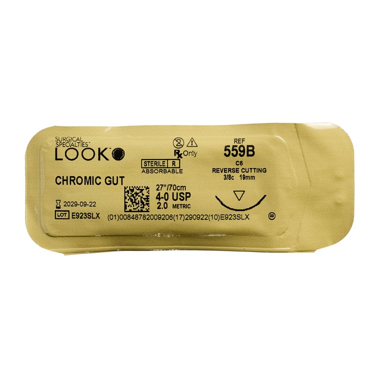Look 4/0, 27" Chromic Gut Absorbable Suture with 