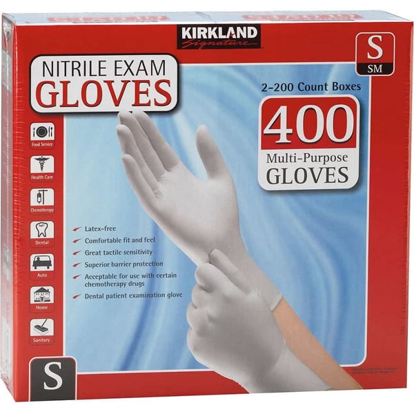 Kirkland Signature Nitrile Exam Gloves, White SMALL 2x 200