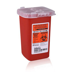 Kendall Phlebotomy Containers 1 Qt. Phlebotomy Sharps Container 10/Set. Red with Translucent Top