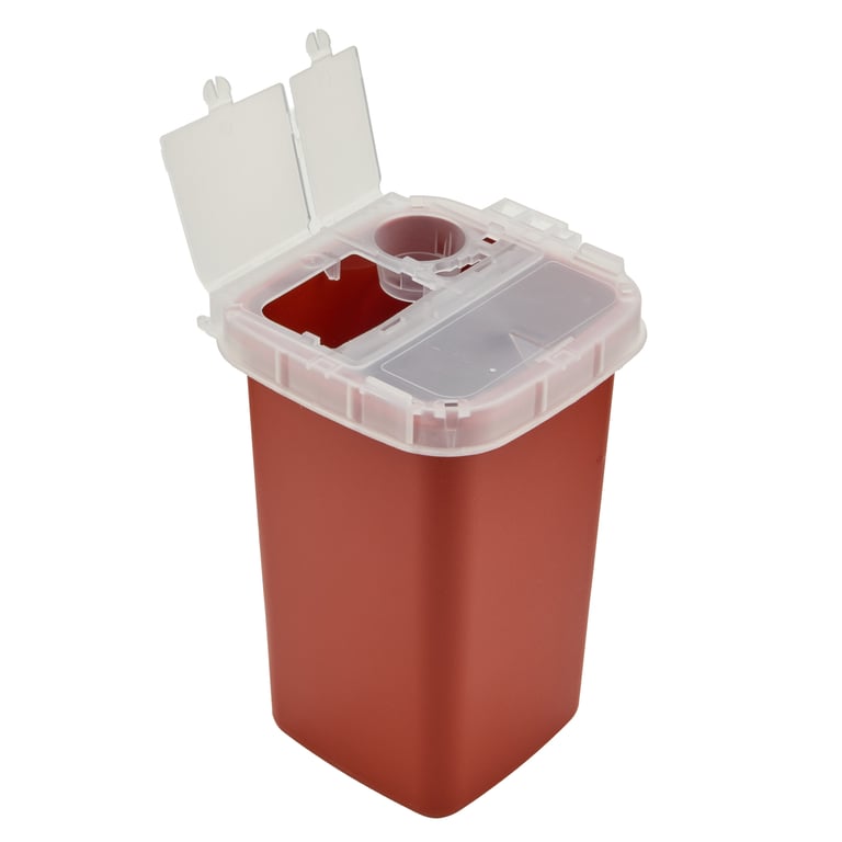 Kendall Phlebotomy Containers 1 Qt. Phlebotomy Sharps Container, Red with Translucent Top