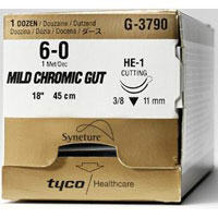 Kendall 4/0, C-13 18" Reverse-Cutting Needle, 3/8 circle 19.0 mm, Chromic Gut, box of 36 suture