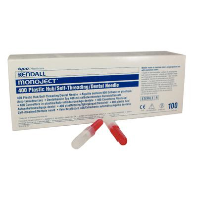 Monoject #400 25 gauge Short (.75") sterile disposable RED plastic hub needles, 1000/case
