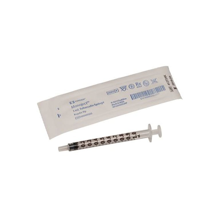 Monoject TB 1 mL Syringe, Regular Luer Tip, 100/Box