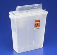 Sharps Container 5 quart Transparent Red, Always-Open Lid. 11"H x 4-3/4"D x 10-3/4"W
