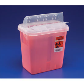 SharpStar 8 Qt. Sharps Container, Multi-Purpose with Horizontal Drop Lid, Transperent Red. 12.75"H