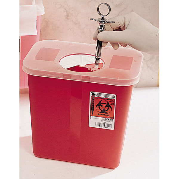 SharpStar 8 Qt. / 2-Gallon Sharps Container, Multi-Purpose with Rotor Lid, Red. Easy to assemble