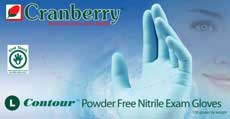 Contour Nitrile Exam gloves: Non-Sterile, Powder-Free, Blue, box of 100 Extra-Large gloves