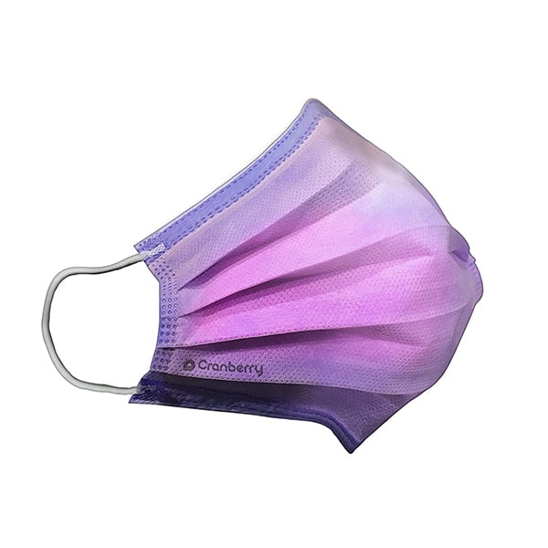 Cranberry Cosmo 4-Ply ASTM Level 3 Ear-Loop Face Mask, &gt;99% BFE/PFE, Stellar Purple, 50/Box. Nose