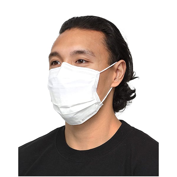 Cranberry S3+ Earloop Masks 3-PLY, WHITE 50/box. Quad-Fold Design. Latex-Free. Better