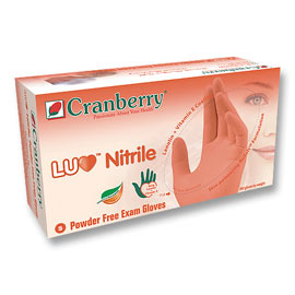 LUV Nitrile Exam Gloves: Orange MEDIUM. Non-Sterile, Powder-Free, Mild Tangerine-Mint scented