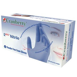 R200 Nitrile Gloves: MEDIUM Powder Free, Blue, Rolled Beaded Cuff, Finger Textured Surface