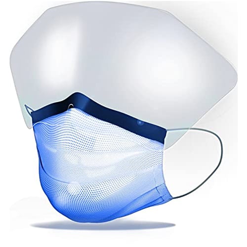 Repel Earloop Mask with Shield SAPPHIRE 25/Box. 4-Ply Quad-fold,100% latex- and fiberglass-free