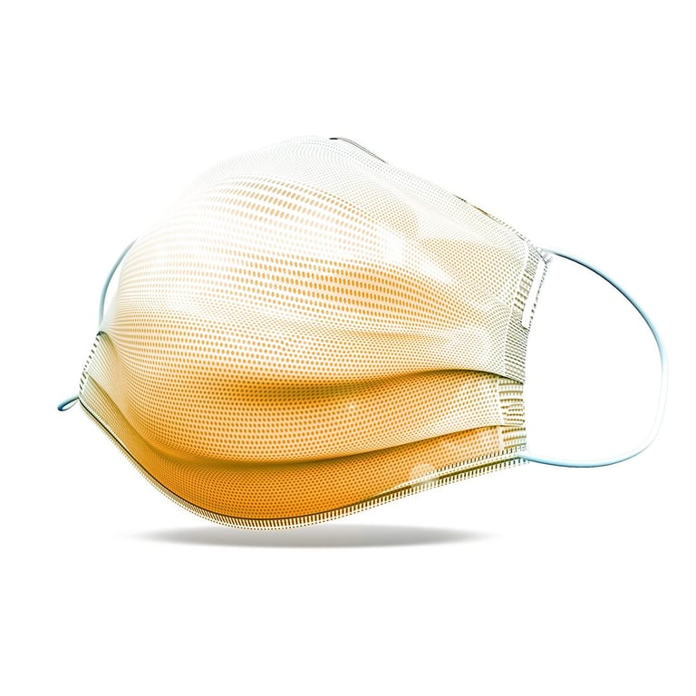 Repel Earloop Mask GOLD 50/Box. 4-Ply Quad-fold. 100% latex and fiberglass-free, inner layer