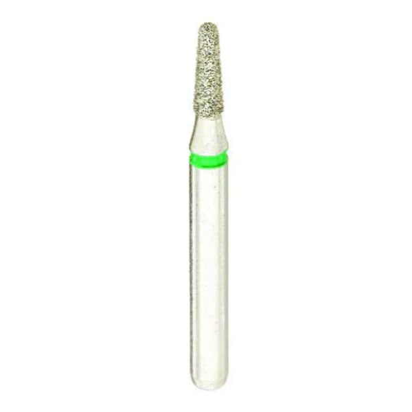 Crosstech FG #849.012 Coarse Grit Round End Taper Premium Diamond Bur, 5/Pk. Head Size: 1.2mm