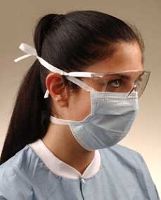 Crosstex Surgical Blue Surgical Tie-On Face Mask, Fluid Resistant with BFE > 98%, PFE = 99.2%