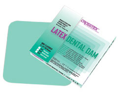 Crosstex 5" x 5" Dental Dam, 52/Pk. Medium, Green, Mint Flavored, Latex