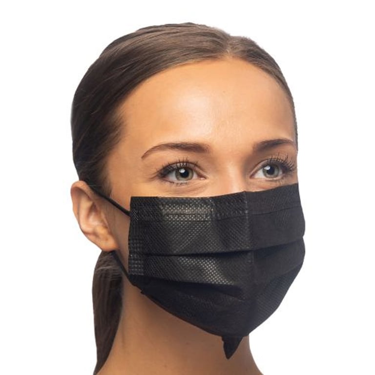 Crosstex Earloop Face Mask w/Secure Fit, Black, 50/Box